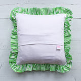 Frilled striped bow cushion