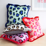 Large Leopard Print Velvet Cushion