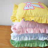 Frilled striped bow cushion