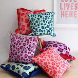 Large Leopard Print Velvet Cushion