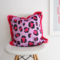 Large Leopard Print Velvet Cushion