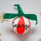 Personalised Striped Ceramic Christmas Bauble