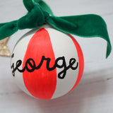 Personalised Striped Ceramic Christmas Bauble