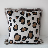 Large Leopard Print Velvet Cushion