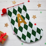Personalised harlequin Christmas stocking