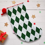 Personalised harlequin Christmas stocking