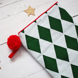Personalised harlequin Christmas stocking