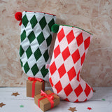 Personalised harlequin Christmas stocking