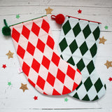 Personalised harlequin Christmas stocking