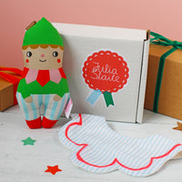 Christmas elf rattle and bib baby gift set