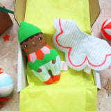 Christmas elf rattle and bib baby gift set