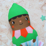 Christmas elf rattle and bib baby gift set
