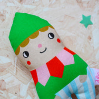 Christmas elf rattle and bib baby gift set