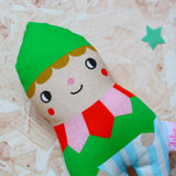Christmas elf rattle and bib baby gift set