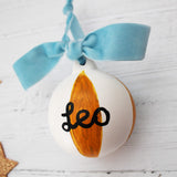 Personalised Striped Ceramic Christmas Bauble