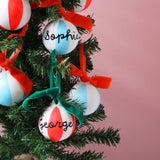 Personalised Striped Ceramic Christmas Bauble