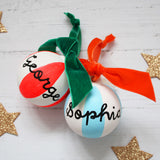 Personalised Striped Ceramic Christmas Bauble