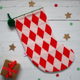 Personalised harlequin Christmas stocking