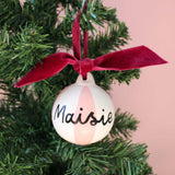 Personalised Striped Ceramic Christmas Bauble