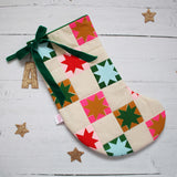 Bright personalised quilted Christmas stocking