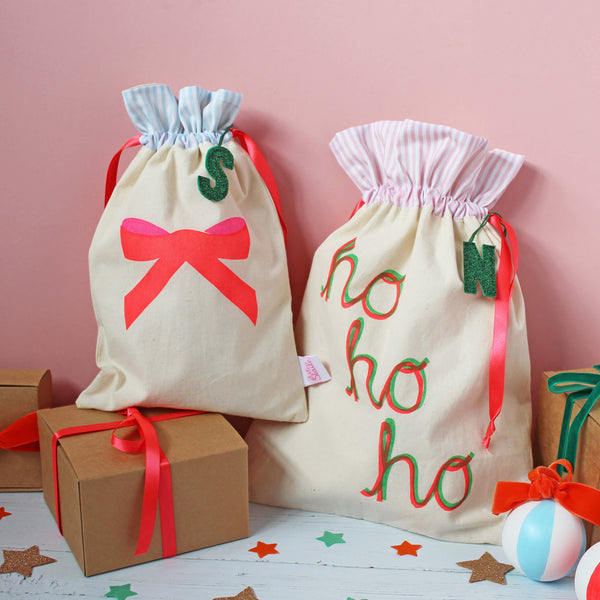 Bow reusable Christmas gift bag set
