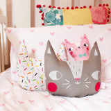 Confetti Cats Cushion - Grey