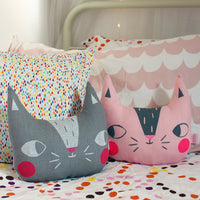 Confetti Cats Cushion - Pink